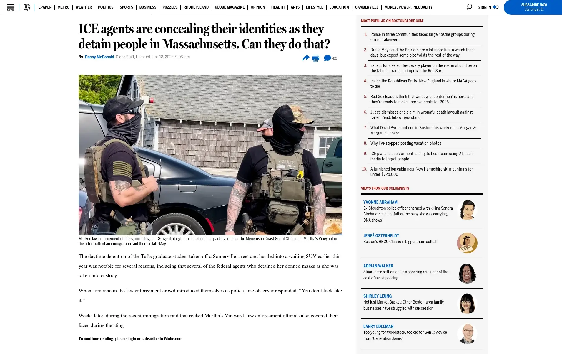 ICE agents are concealing their identities as they detain people in Massachusetts. Can they do that?